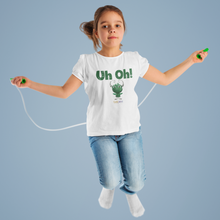 Load image into Gallery viewer, Uh Oh Milo! Gobbling Goblins White T-Shirt -green