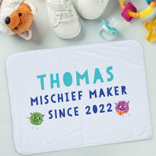 Load image into Gallery viewer, Uh Oh Milo! Mischief Maker since - Personalised Baby Blanket