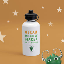 Load image into Gallery viewer, Uh Oh Milo! Mischief Maker in the making Personalised Water bottle