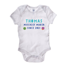 Load image into Gallery viewer, Uh Oh Milo! Mischief Maker since - Personalised Baby Grow
