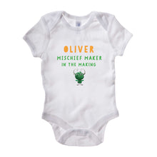 Load image into Gallery viewer, Uh Oh Milo! Mischief Maker in the making - Personalised Baby Grow