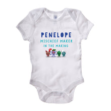 Load image into Gallery viewer, Uh Oh Milo! Mischief Maker in the making - Personalised Baby Grow