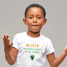 Load image into Gallery viewer, Uh Oh Milo! Mischief Maker In the making Personalised T-Shirt
