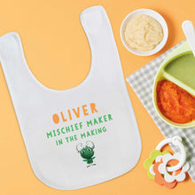 Load image into Gallery viewer, Uh Oh Milo! Mischief Maker in the making - Personalised Bib
