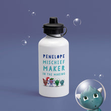Load image into Gallery viewer, Uh Oh Milo! Mischief Maker in the making Personalised Water bottle
